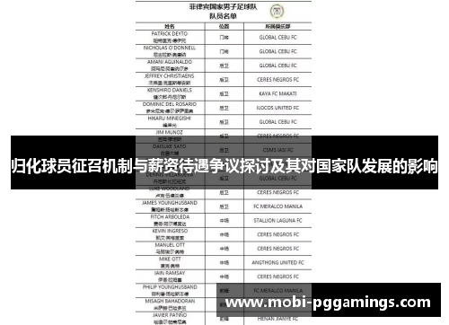 归化球员征召机制与薪资待遇争议探讨及其对国家队发展的影响